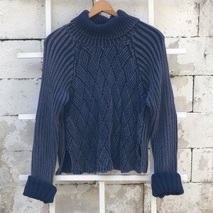 RVCA Crop Navy Cable-knit Turtleneck. Never worn